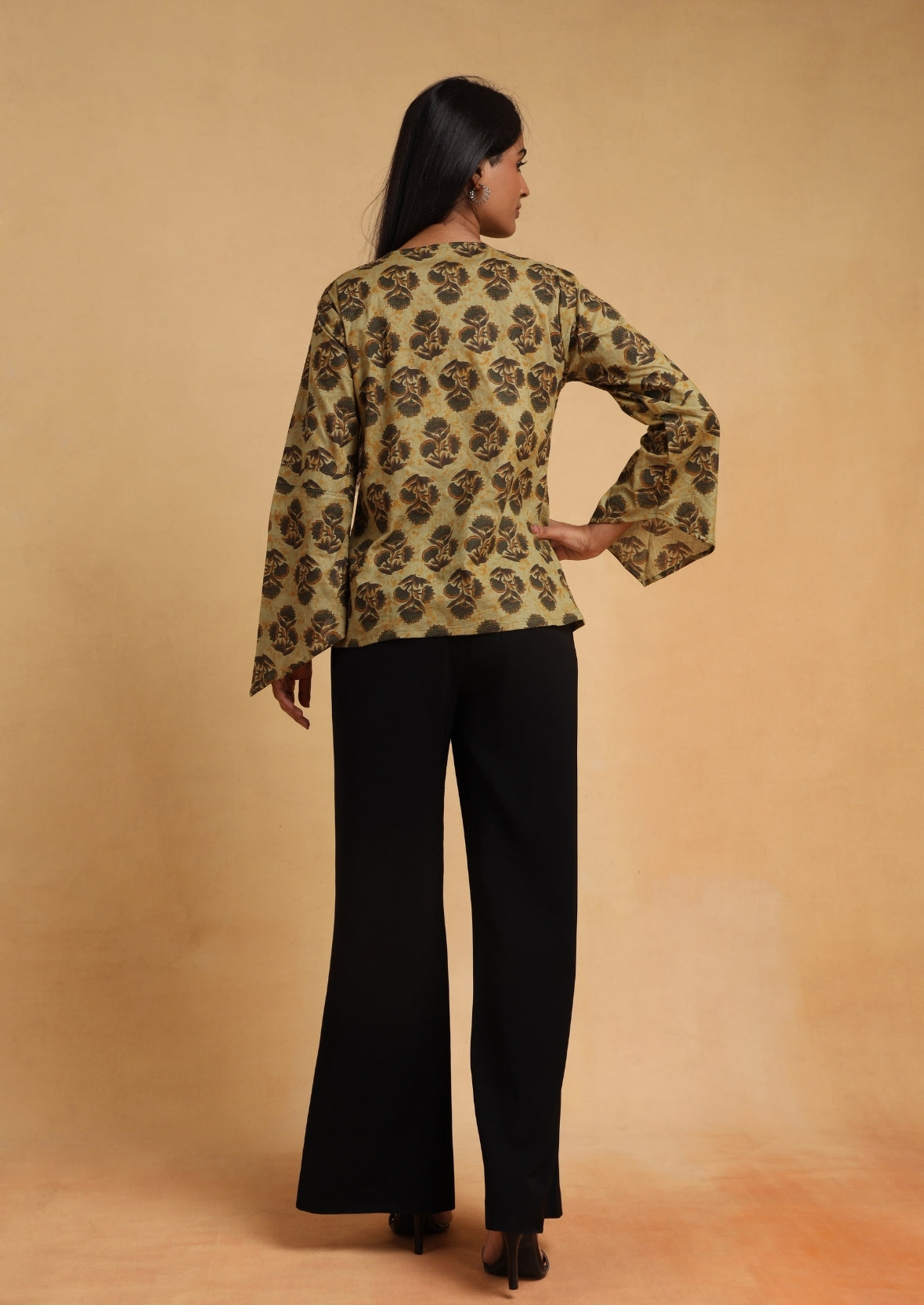Green Printed High Belle Top