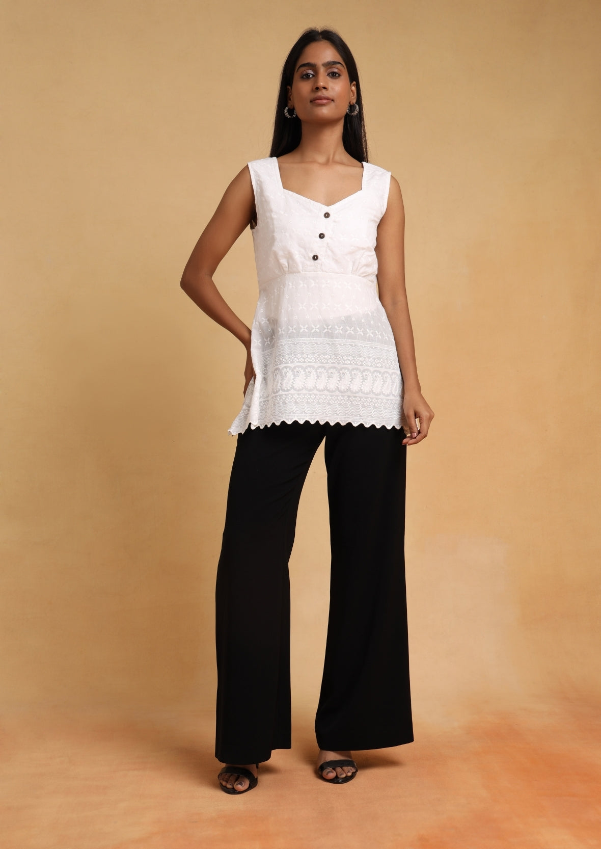 White Chikankari Top