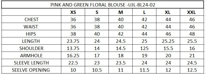 Pink And Green Floral Blouse