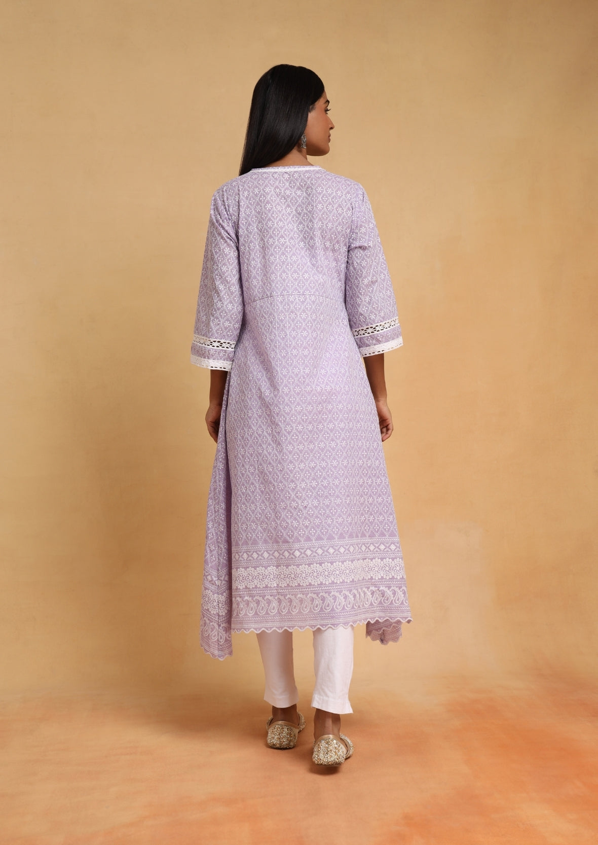 Purple Chiknkari Long Kurti