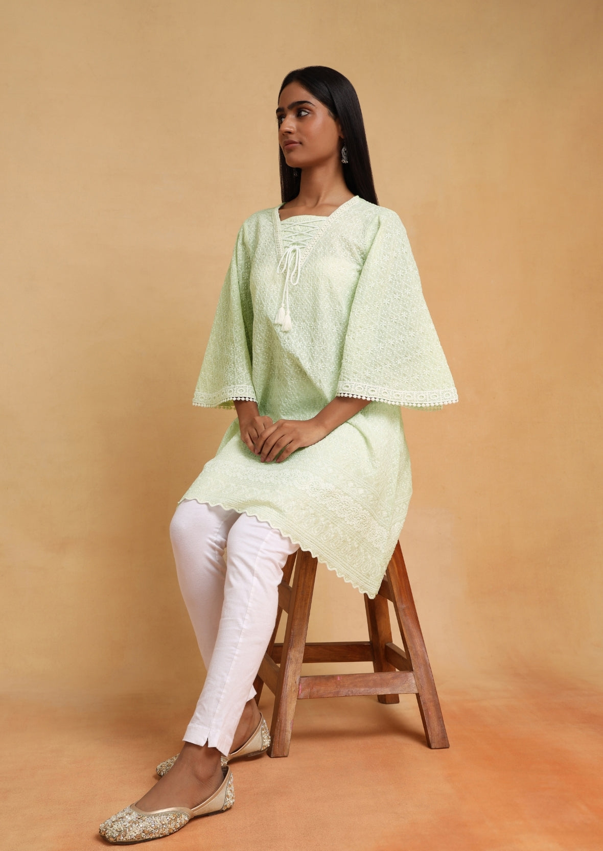 Green Tassle Short Kurti