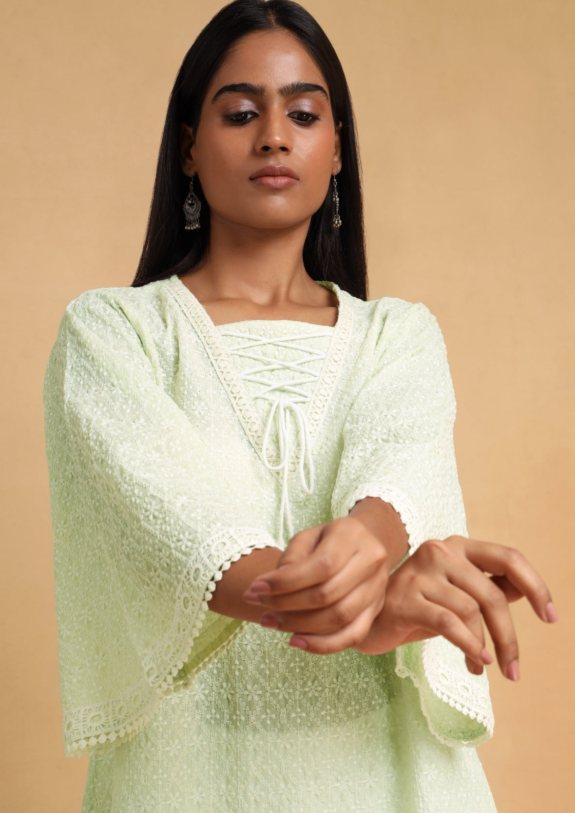 Green Tassle Short Kurti