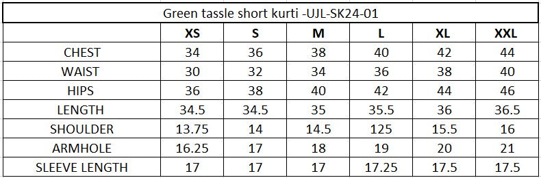 Green Tassle Short Kurti
