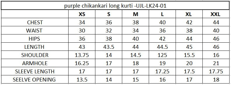 Purple Chiknkari Long Kurti