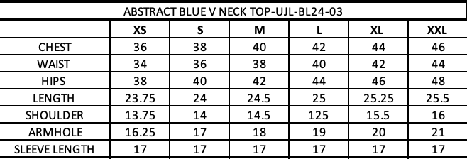 Abstract Blue V Neck Top