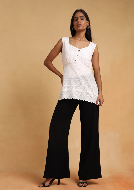 White Chikankari Top
